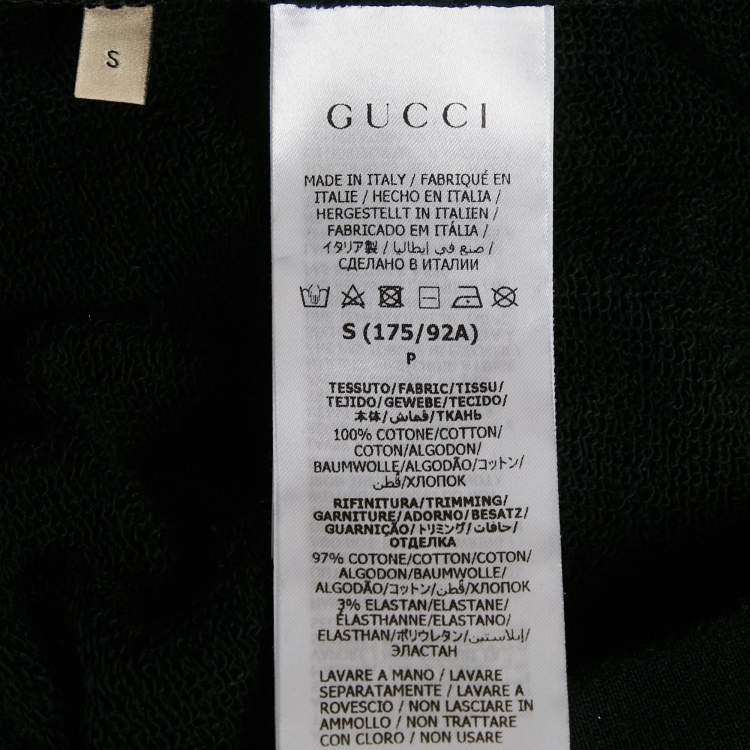Pre Owned Gucci Black Printed Cotton Zip Detail Sweatshirt S