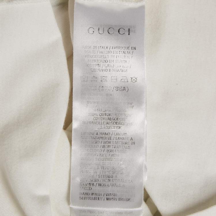 Pre Owned Gucci White Firenze Print Cotton Crew Neck T-Shirt XS