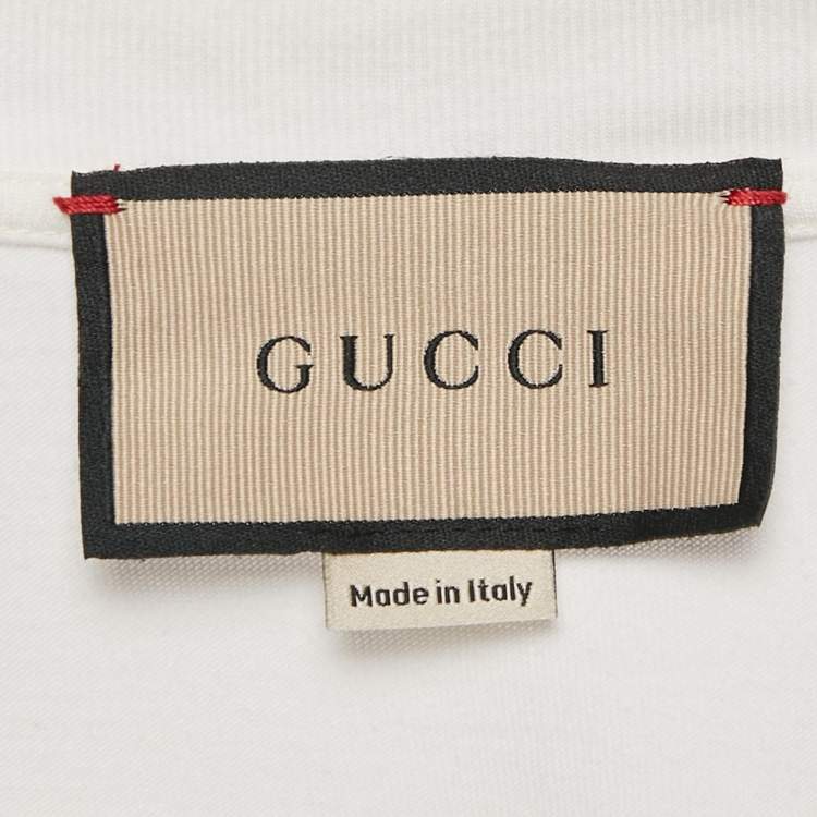 Pre Owned Gucci White Firenze Print Cotton Crew Neck T-Shirt XS