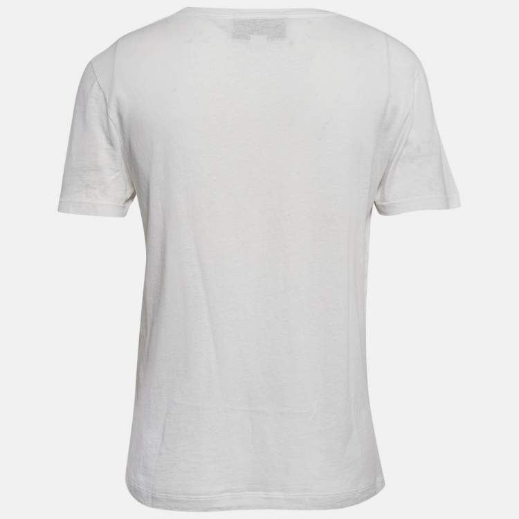 Pre Owned Gucci White Logo Print Cotton Round Neck T-Shirt XS