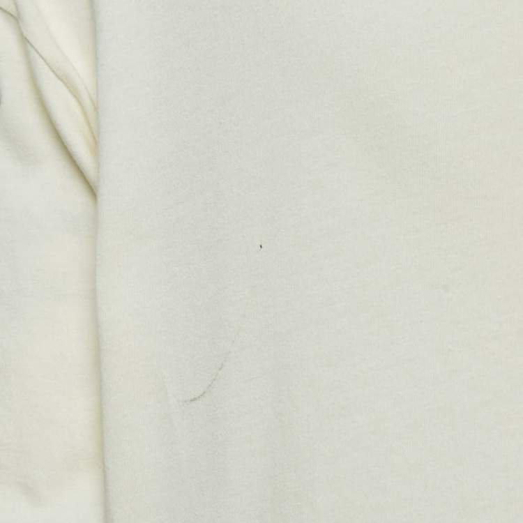 Pre Owned Gucci Cream Logo Embellished Cotton Crew Neck T-Shirt M