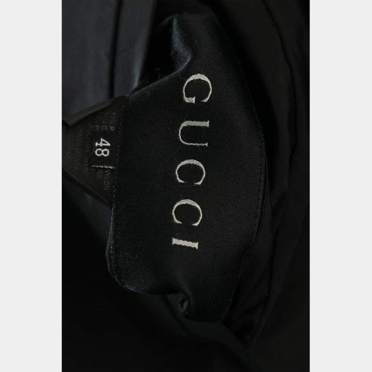 Pre Owned Gucci Black Reversible Nylon Long Zipped Jacket Eu Men 48