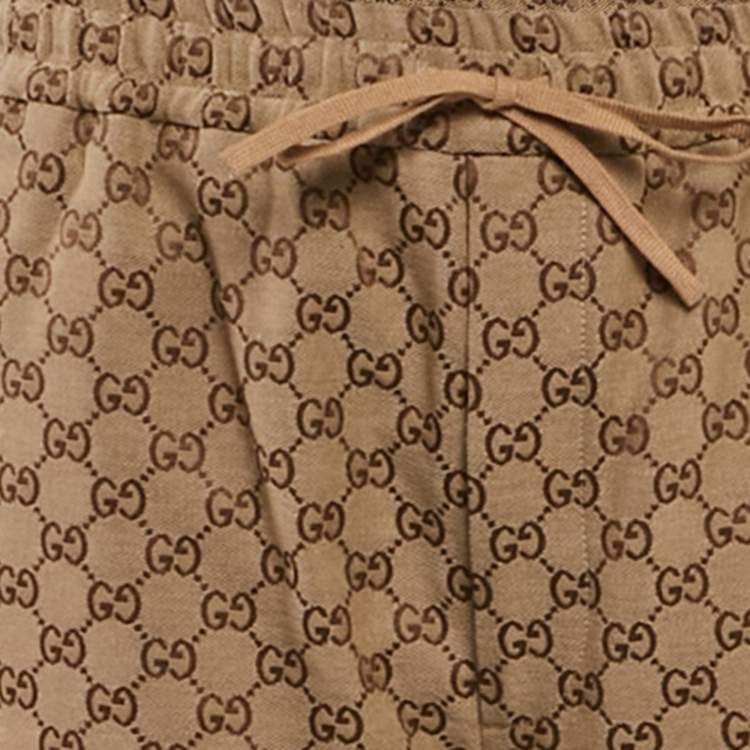 Pre Owned Gucci Beige GG Supreme Jacquard Pants L