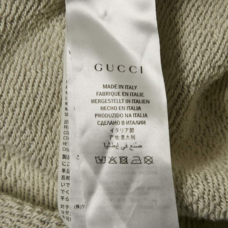 Pre Owned Gucci Grey Cotton Knit Contrast Trim Detail Hooded Zip-Up Sweatshirt M