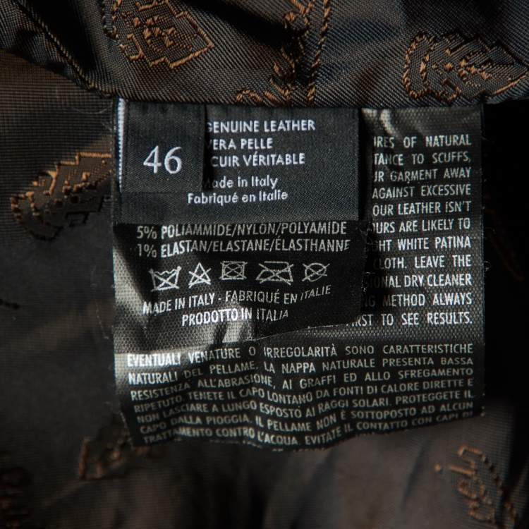 Pre Owned Gucci Brown Leather Bomber Jacket S