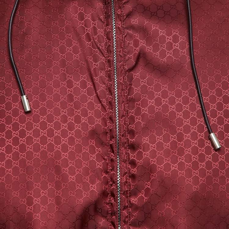 Pre Owned Gucci Burgundy Guccissima Nylon Windbreaker Jacket L