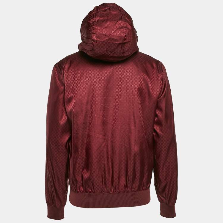Pre Owned Gucci Burgundy Guccissima Nylon Windbreaker Jacket L