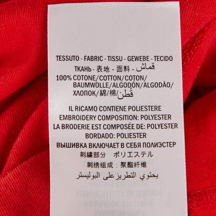 مملوكة مسبقًا Gucci Red Angry Cat Embroidered Cotton Jersey T-Shirt S