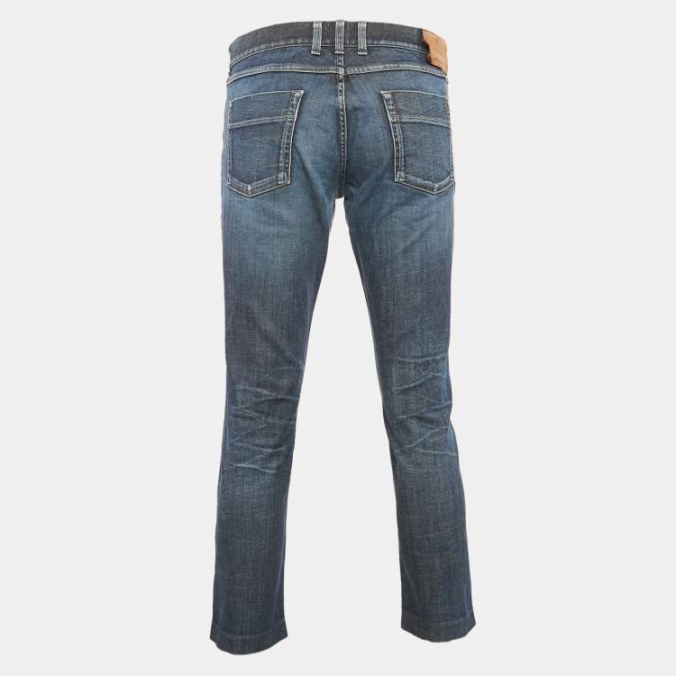 Pre Owned Gucci Blue Washed Denim Super Skinny Jeans L Waist 36"