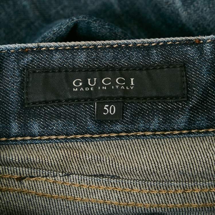 Pre Owned Gucci Blue Washed Denim Super Skinny Jeans L Waist 36"