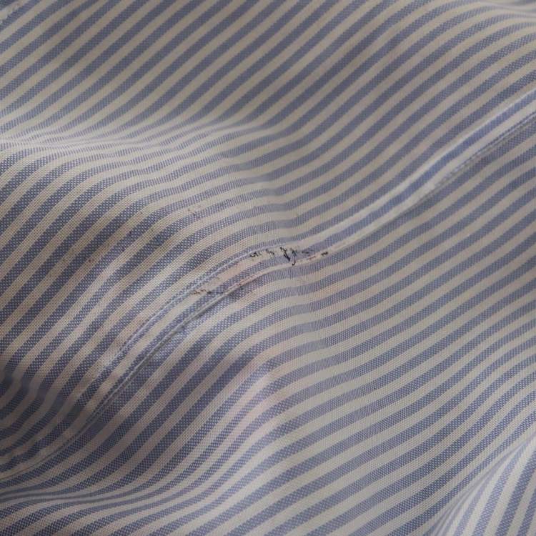 Pre Owned Gucci Blue Striped Cotton Contrast Collar Shirt L