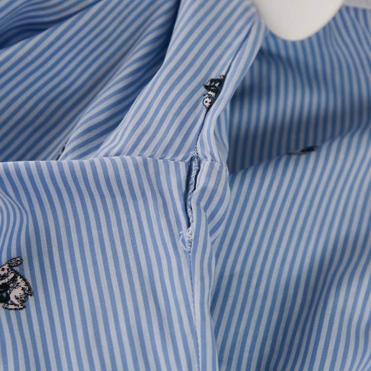 Pre Owned Gucci Blue Striped Cotton Rabbit Embroidered Cambridge Shirt M