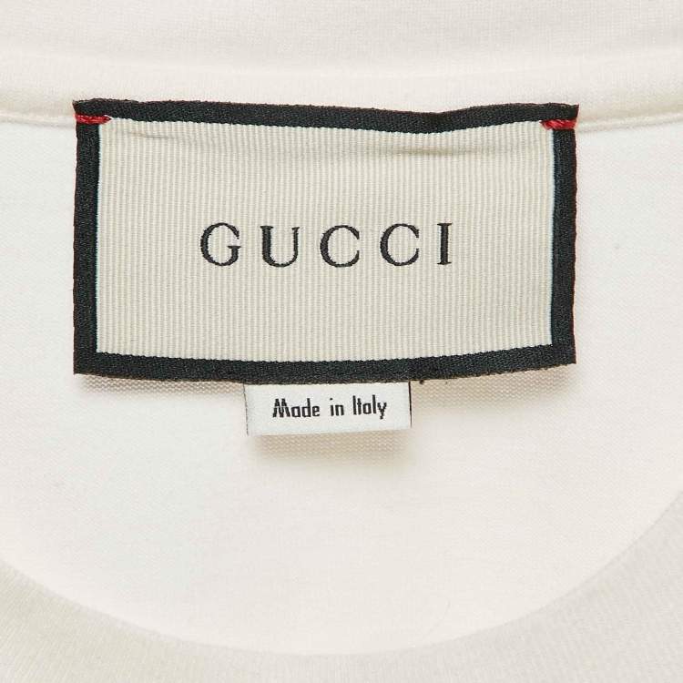 Pre Owned Gucci Off-White Gucci Blade Print Cotton Jersey T-Shirt XS