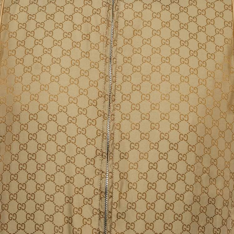 Pre Owned Gucci Brown GG Nylon Zip-Up Blouson S