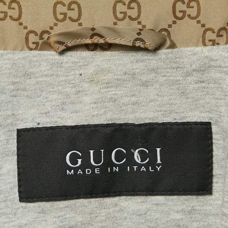 Pre Owned Gucci Brown GG Nylon Zip-Up Blouson S