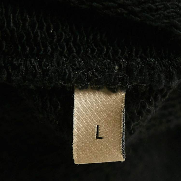Pre Owned Gucci Black Printed Black Cotton Knit Hooded Sweatshirt L