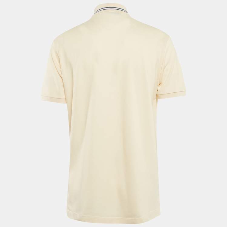 Pre Owned Gucci Cream GG and Anchor Embroidered Pique Polo T-Shirt L