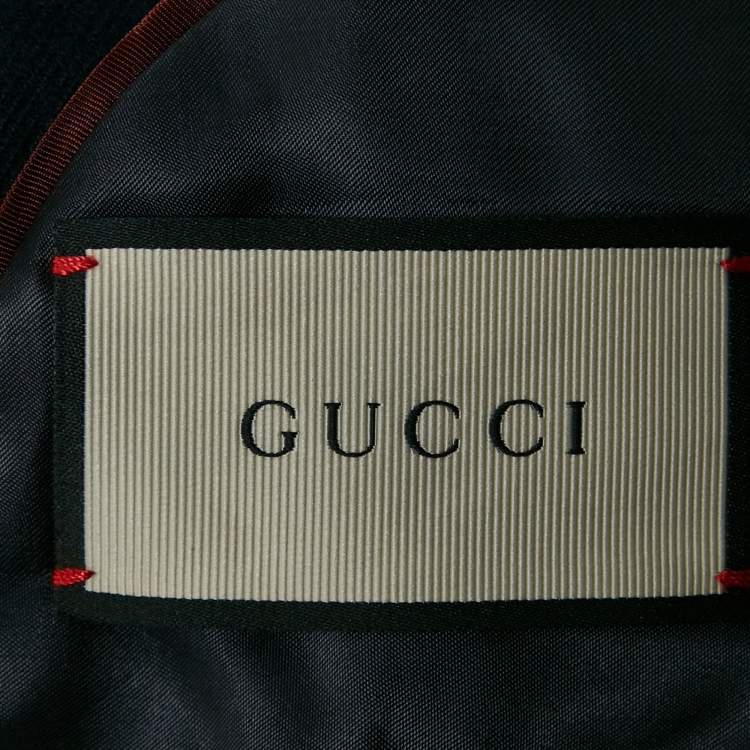 Pre Owned Gucci Navy Blue Wool Gabardine Mid-Length Coat XS