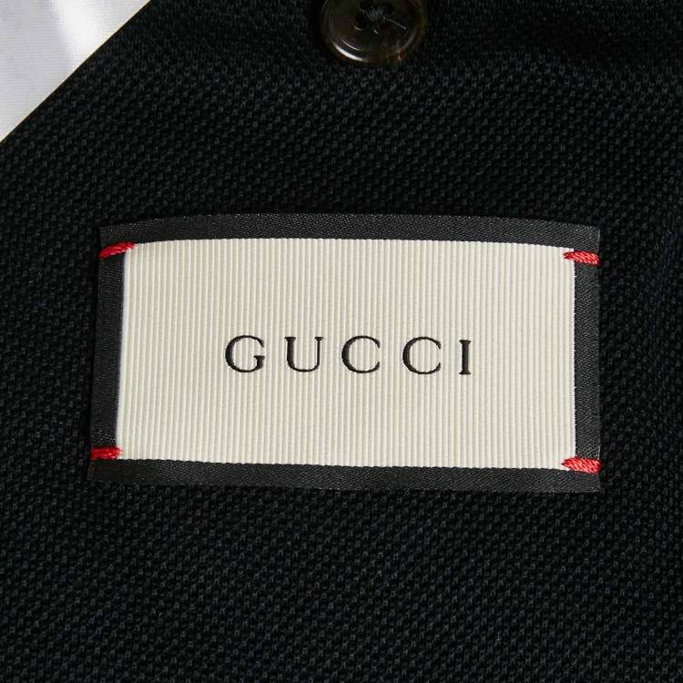Pre Owned Gucci Black Pique Cotton Applique Detail Single Breasted Jacket M