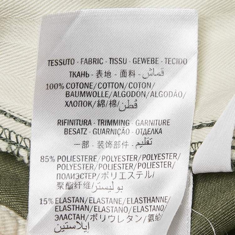 Pre Owned Gucci Green Gabardine Button Detail Jeans M Waist 32"