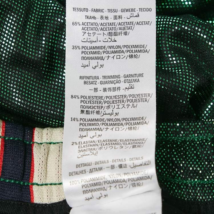 Pre Owned Gucci Metallic Green Logo Striped Jersey Trackpants M