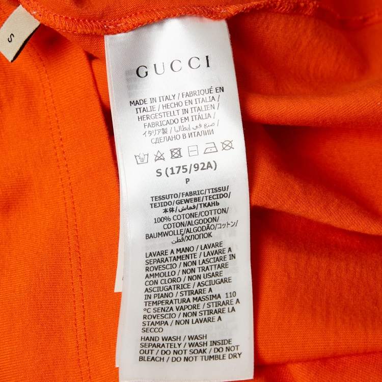 مملوكة مسبقًا Gucci Orange Gucci Palm Trees Print Cotton Oversized Crew Neck T-Shirt S
