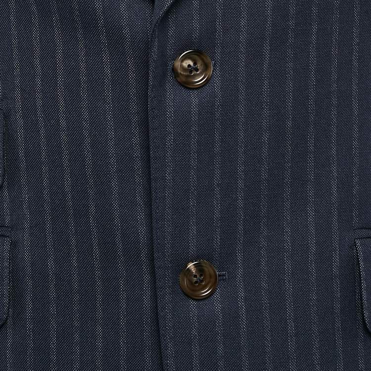 Pre Owned Gucci Navy Blue Stripe Wool Suit M