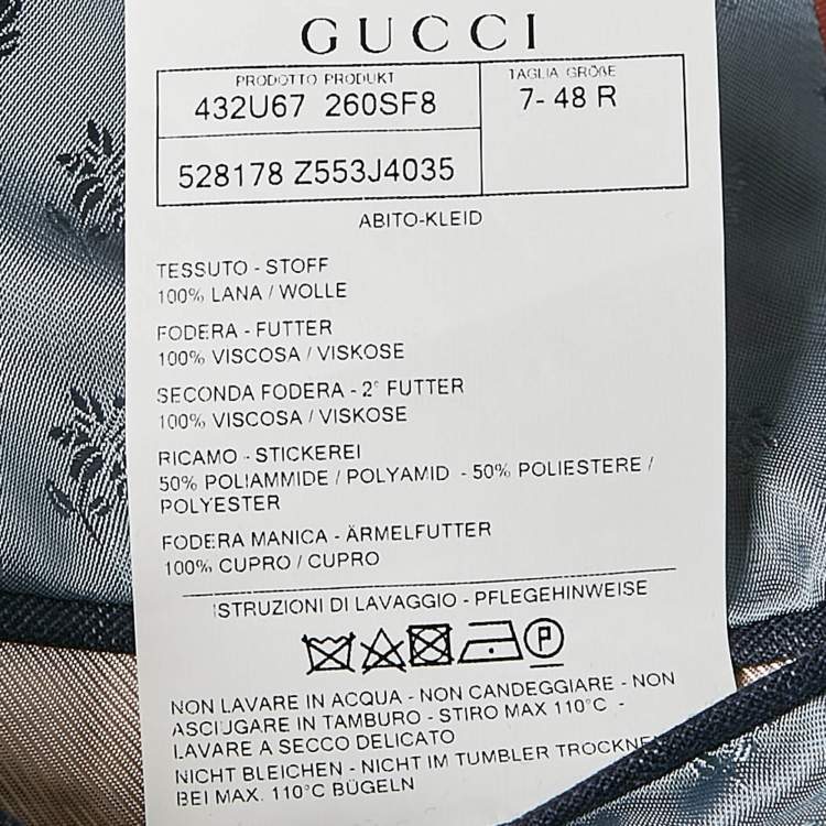 Pre Owned Gucci Navy Blue Stripe Wool Suit M