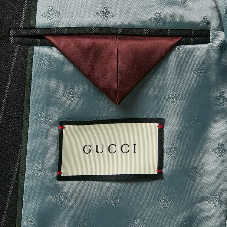 Pre Owned Gucci Charcoal Grey Pinstripe Wool Suit M