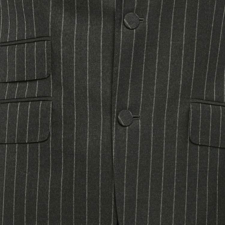 Pre Owned Gucci Charcoal Grey Pinstripe Wool Suit M