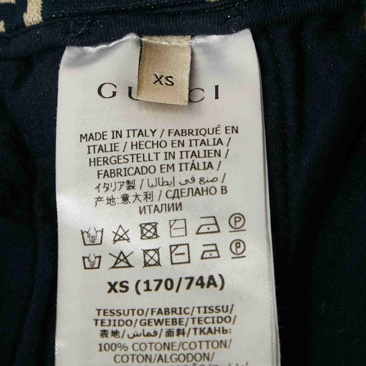Pre Owned Gucci Navy Blue GG Supreme Jacquard Knit Contrast Striped Shorts XS