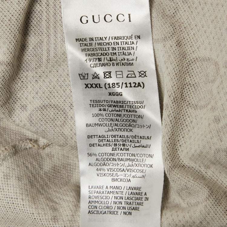 Pre Owned Gucci X Adidas Beige Logo Print Cotton Polo T-Shirt XXXL