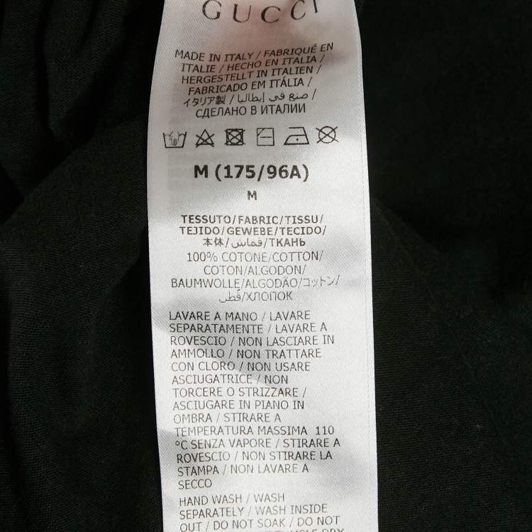 Pre Owned Gucci Black Logo Print Cotton Crew Neck T-Shirt M