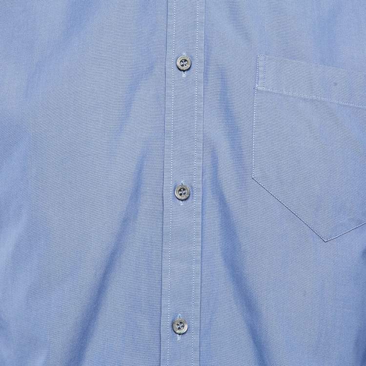 Pre Owned Gucci Navy Blue Chambray Cotton Button Front Shirt XL