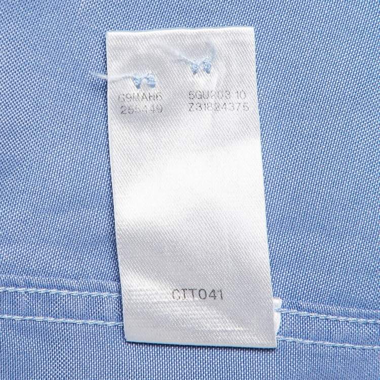 Pre Owned Gucci Navy Blue Chambray Cotton Button Front Shirt XL