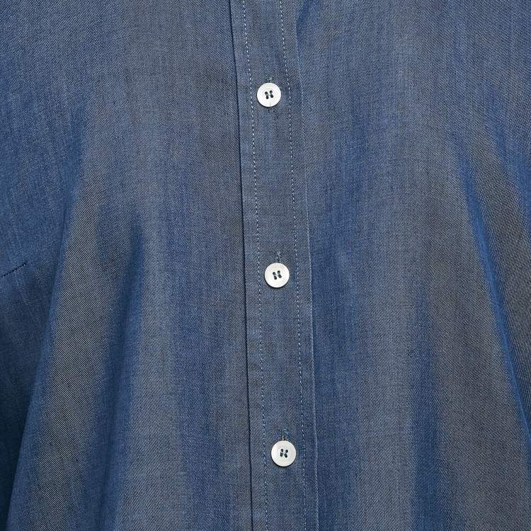 Pre Owned Gucci Blue Chambray Button Front Shirt L