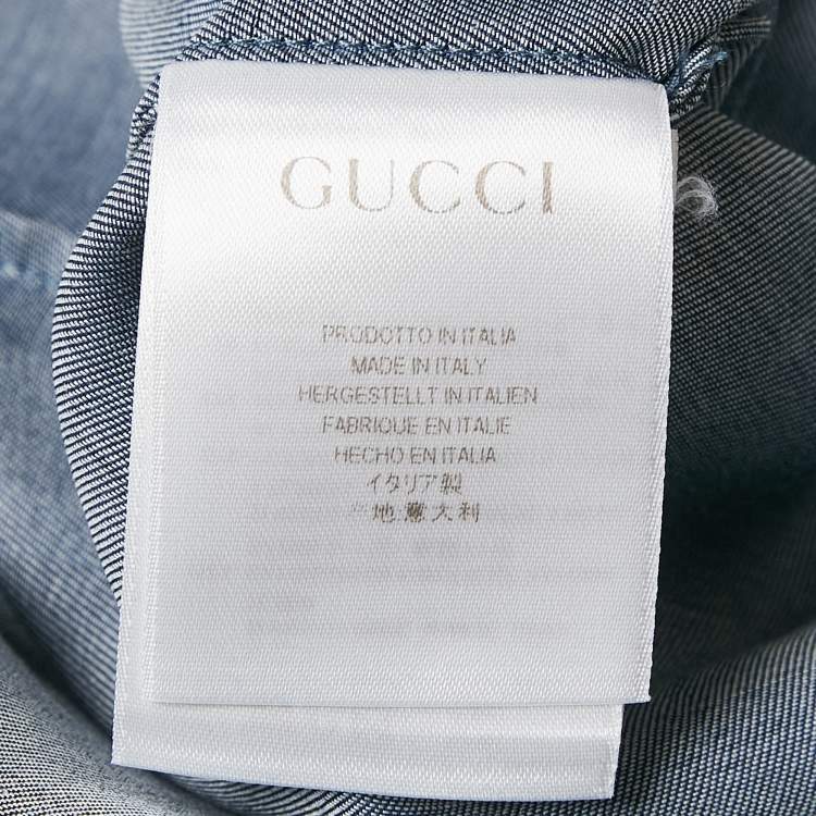 Pre Owned Gucci Blue Chambray Button Front Shirt L