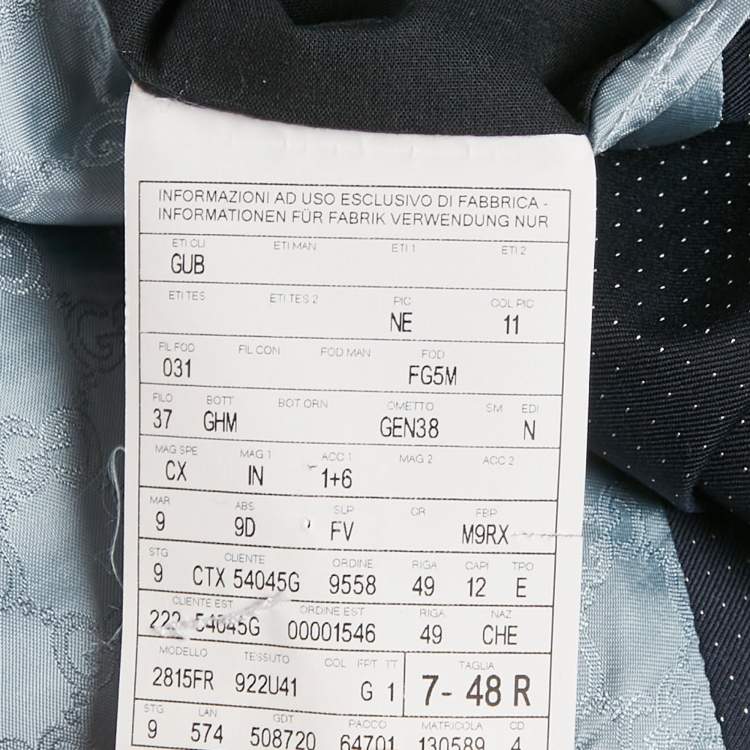 Pre Owned Gucci Navy Blue Patterned Wool Tailored Suit M