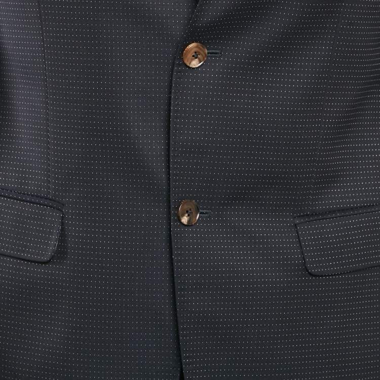 Pre Owned Gucci Navy Blue Patterned Wool Tailored Suit M
