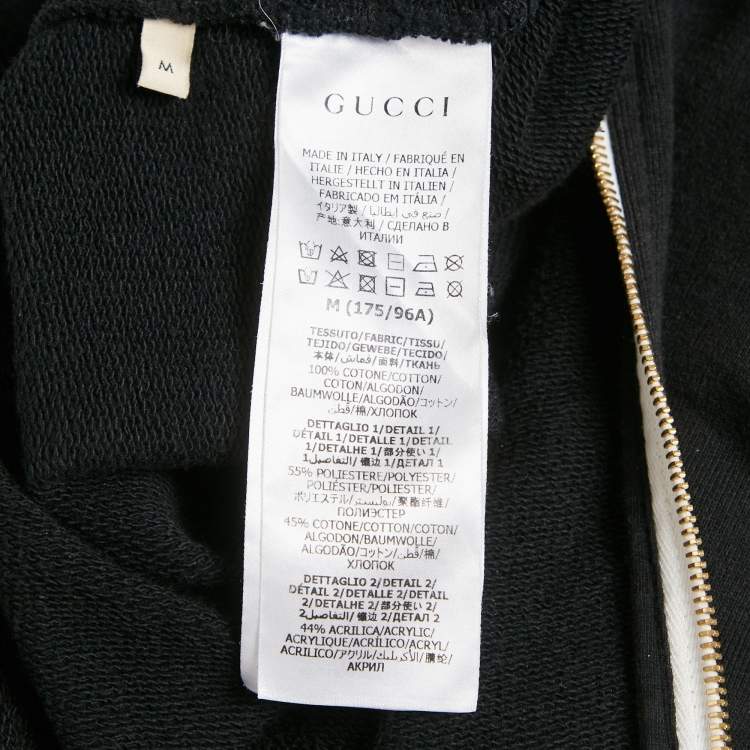 Pre Owned Gucci Black Cotton Jersey Web Detail Hooded Sweatshirt M