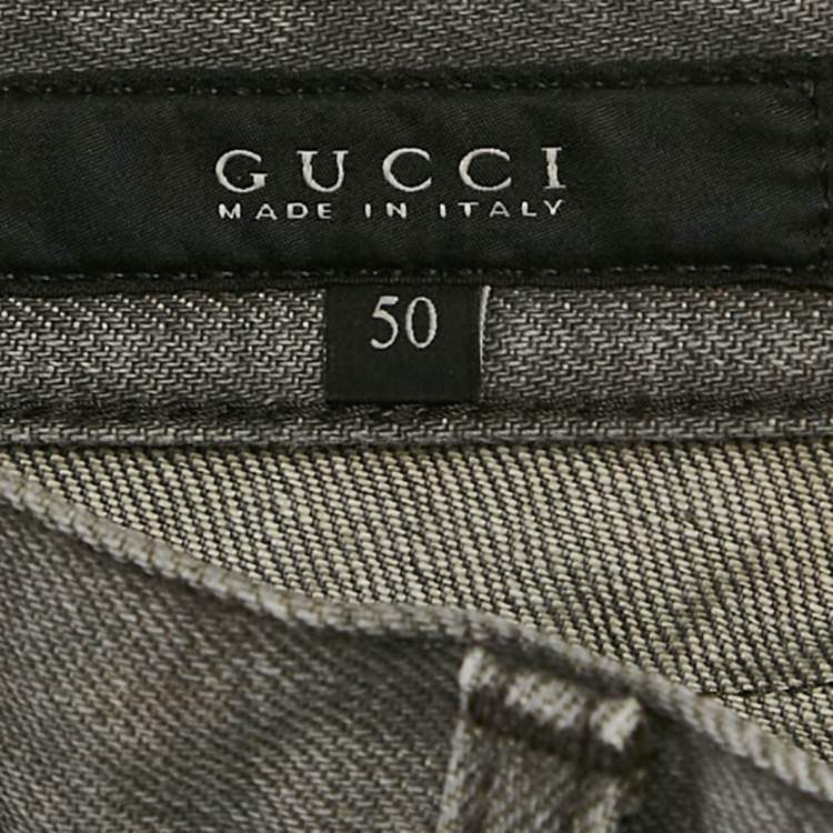 Pre Owned Gucci Grey Denim Straight Leg Jeans L Waist 34"