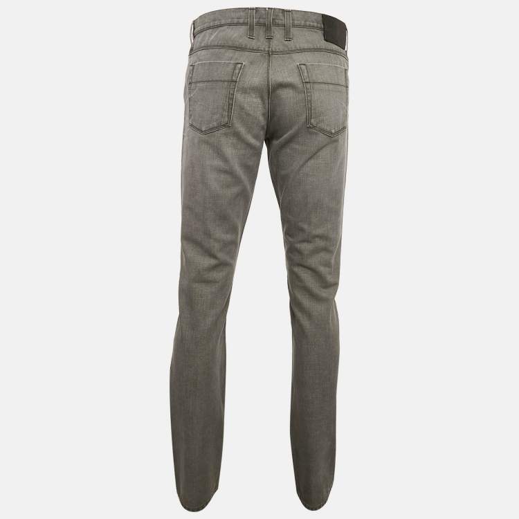 Pre Owned Gucci Grey Denim Straight Leg Jeans L Waist 34"