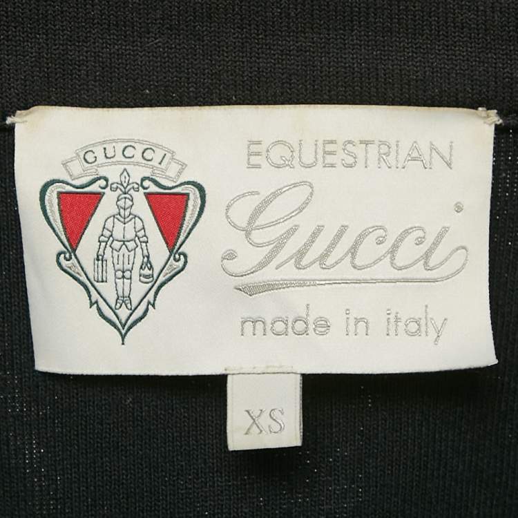 Pre Owned Gucci Equestrian Black Logo Applique Zip Front Jacket XS