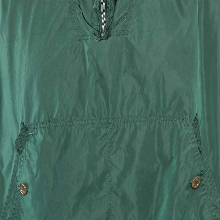 Pre Owned Gucci Green Logo Applique Nylon Web Trim Detail Hooded Windbreaker Jacket S