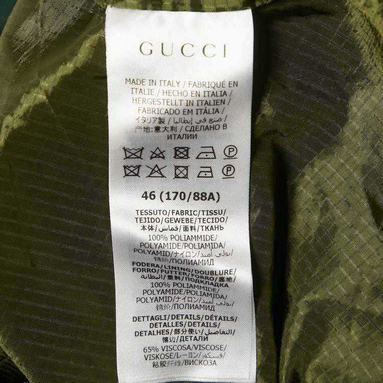 Pre Owned Gucci Green Logo Applique Nylon Web Trim Detail Hooded Windbreaker Jacket S