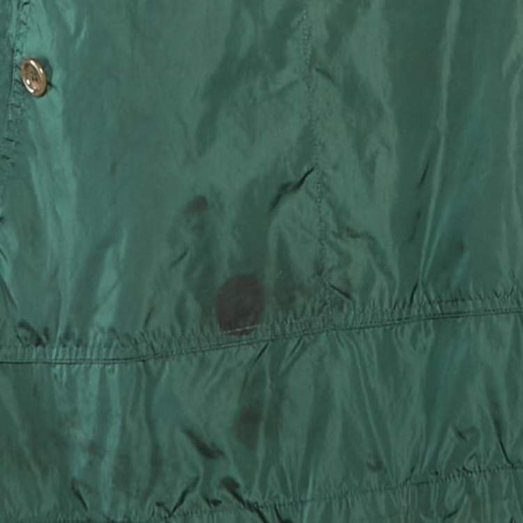 Pre Owned Gucci Green Logo Applique Nylon Web Trim Detail Hooded Windbreaker Jacket S