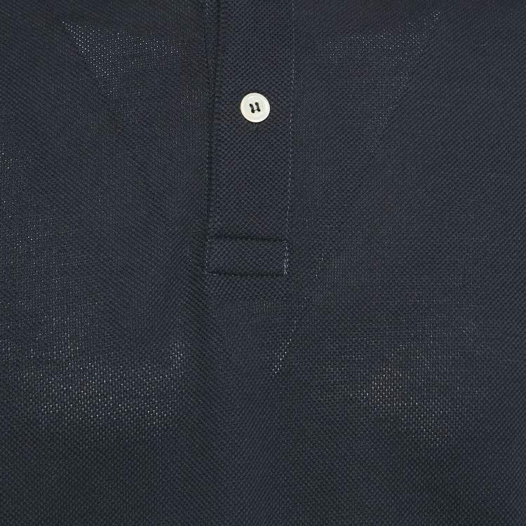 Pre Owned Gucci Navy Blue Cotton Pique Web Collar Detail Polo T-Shirt XL