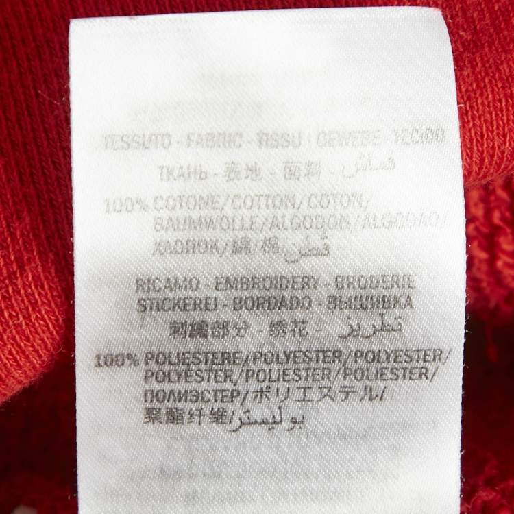 Pre Owned Gucci Red Tiger Applique Cotton Knit Crewneck Sweater XL