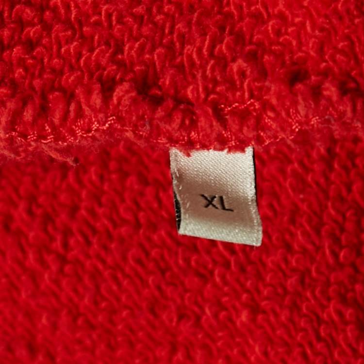 Pre Owned Gucci Blue/Red Vintage Logo Print Cotton Knit Crewneck Sweatshirt XL