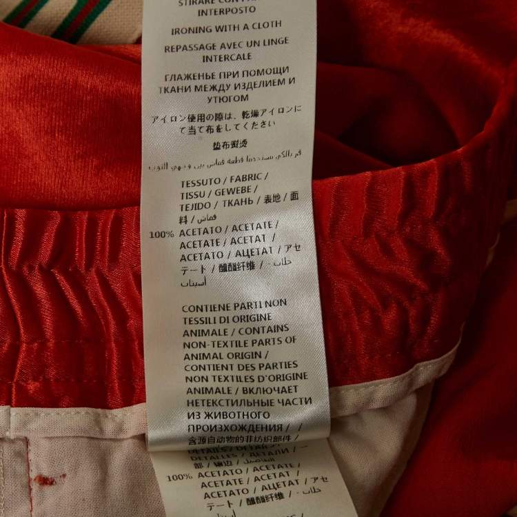 Pre Owned Gucci Orange Satin Web Tape Trimmed Trackpants XL